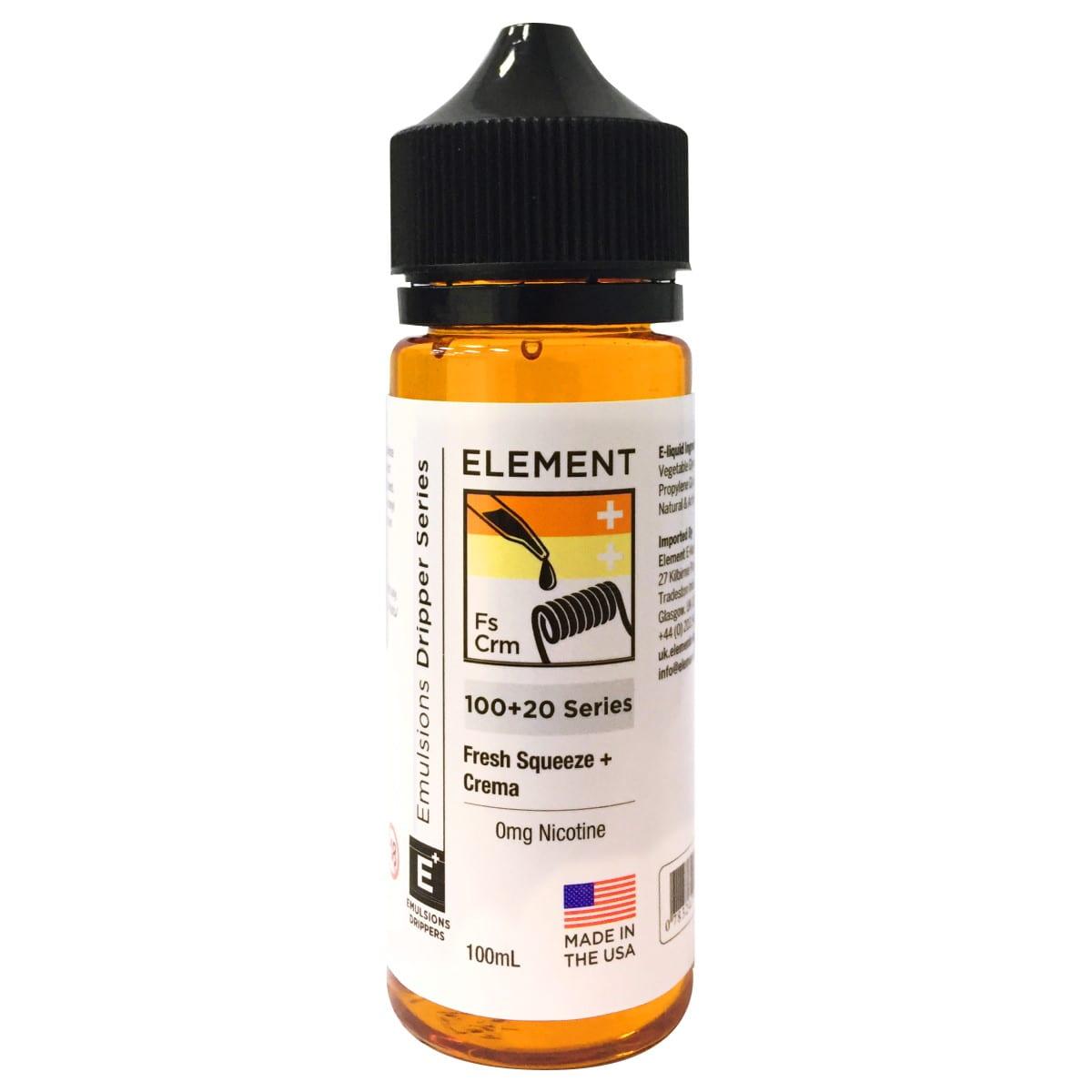 Fresh Squeeze + Crema by Element. 100ML E-Liquid, 0MG Vape 80VG/20PG Juice
