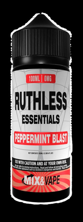 NEW FLAVOUR PEPPERMINT BLAST - RUTHLESS ESSENTIALS 100ML E-LIQUID 70VG/30PG 0MG JUICE SHORTFILL