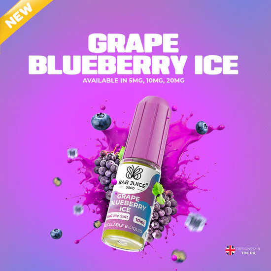 NEW FLAVOUR Grape Blueberry Ice By Bar Juice 5000 Nic Salt 10ML E Liquid 40VG Vape Juice
