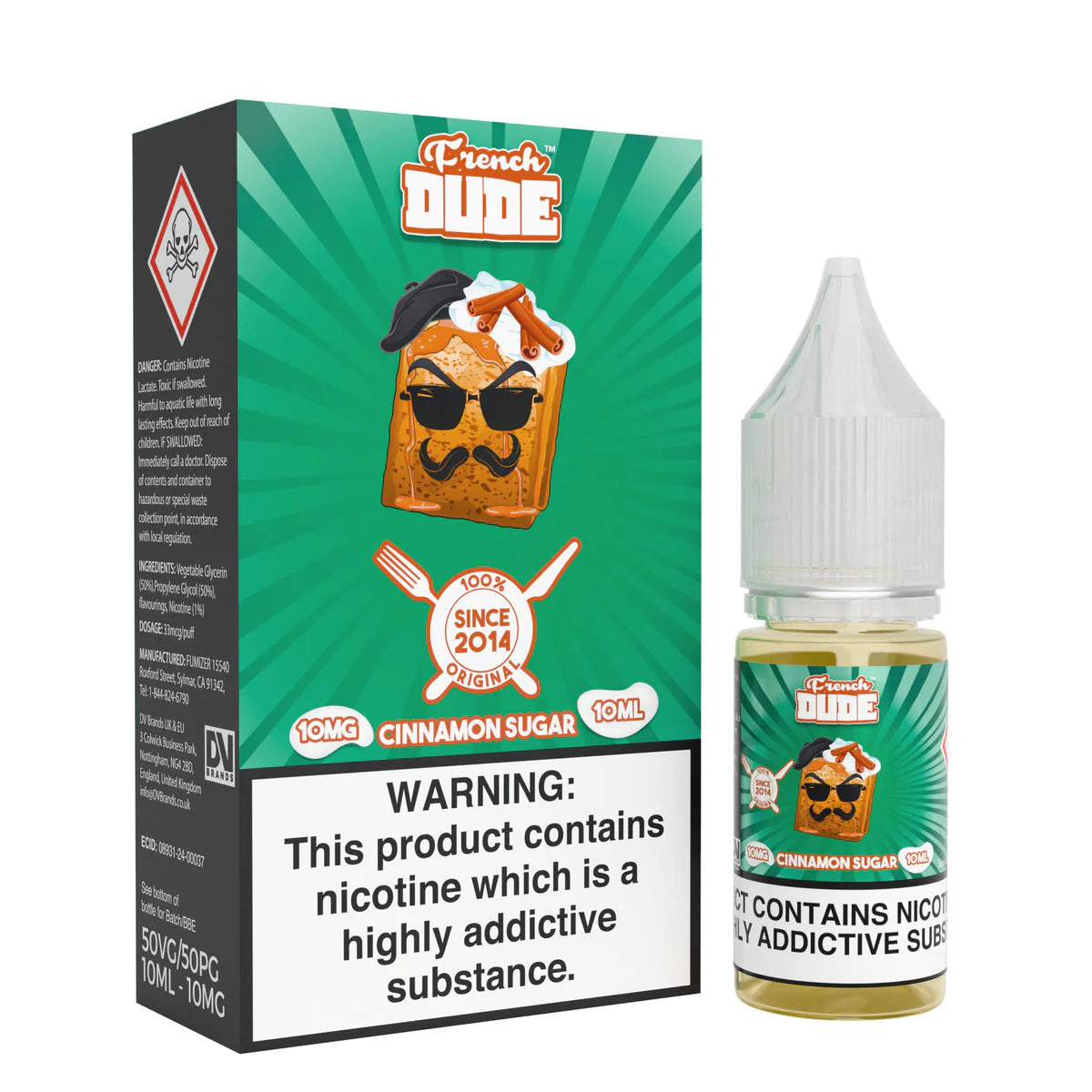 Vape Breakfast Classics - French Dude Cinnamon Sugar - 10mg/20mg Nic Salts - Box of 10 x 10ml
