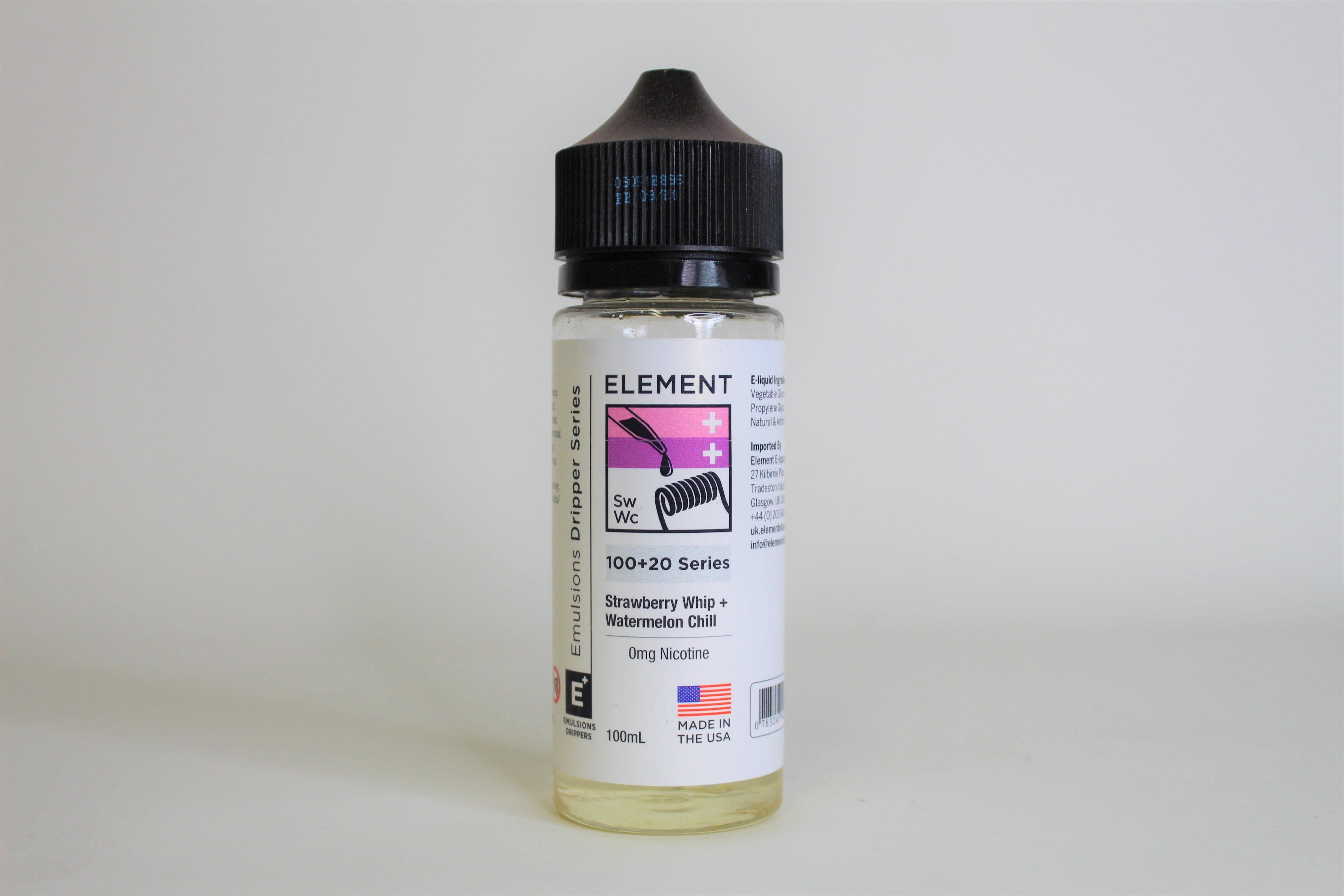 Strawberry Whip + Watermelon Chill by Element. 100ML E-Liquid, 0MG Vape 80VG/20PG Juice