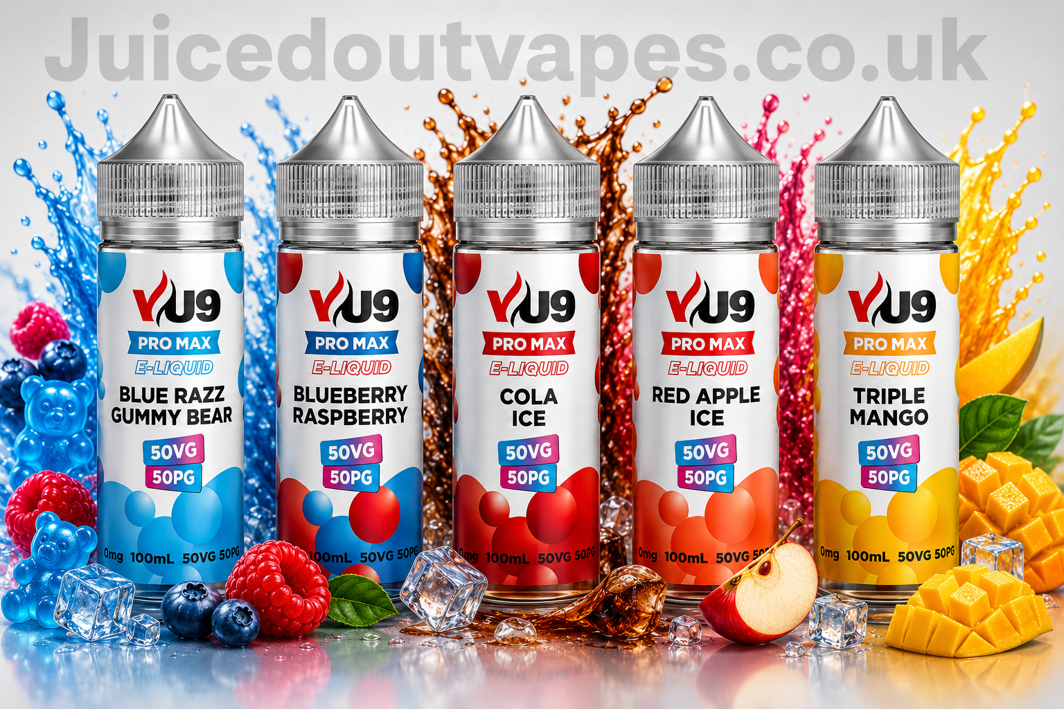 VU9 Pro Max - Blue Razz Gummy Bear - 100ML E Liquid 50VG Vape 0MG Juice