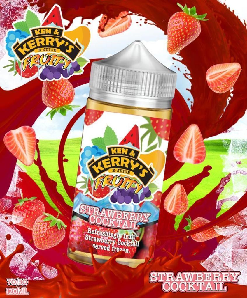 Strawberry Cocktail By Ken & Kerry's 100ML E Liquid 70VG Vape 0MG Juice Short Fill