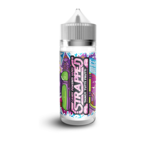 TANGY TUTTI FRUTTI ON ICE BY STRAPPED E-LIQUID 100ML SHORTFILL 70VG VAPE