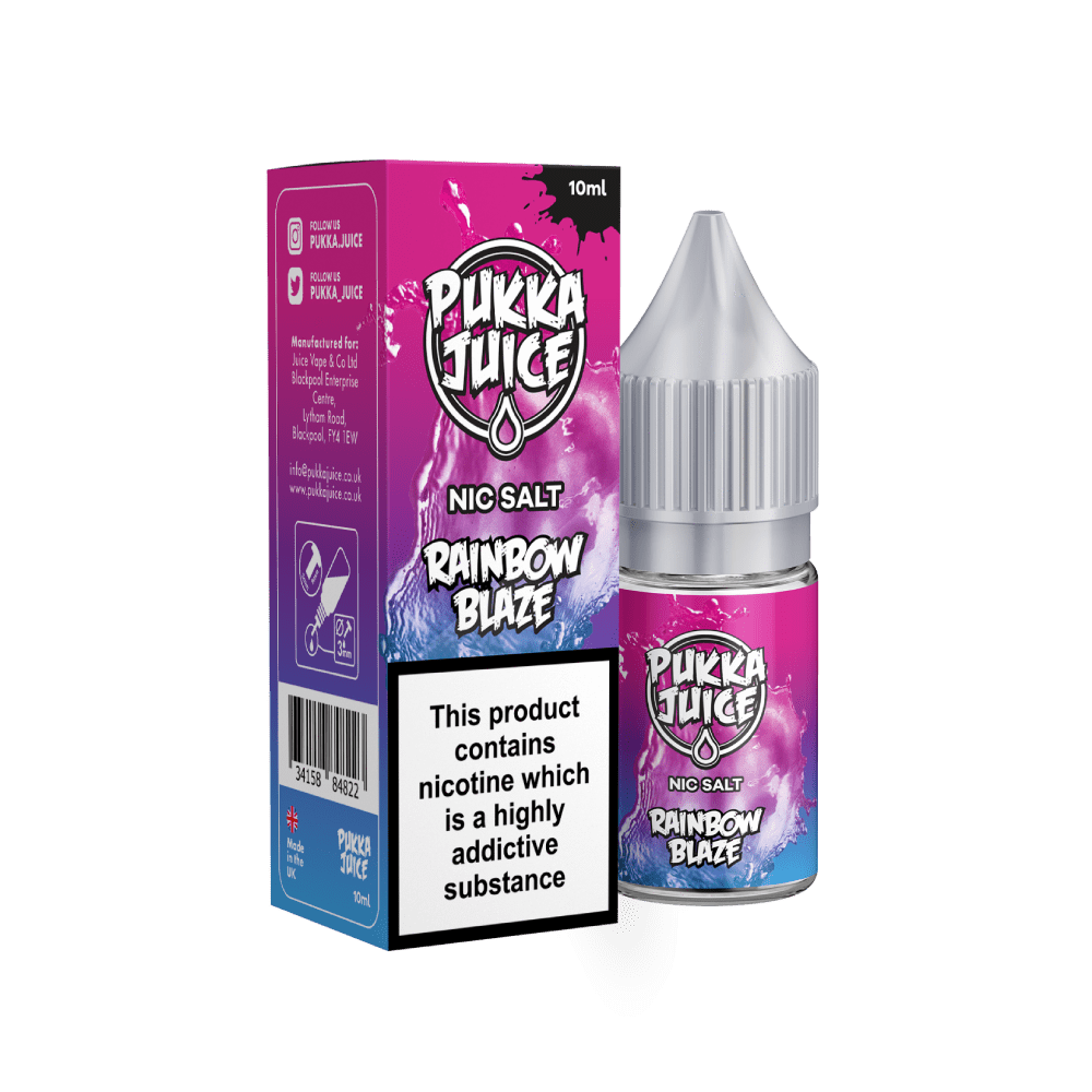 Rainbow Blaze by Pukka Juice Nicotine Salt, 10ML E Liquid, 10MG/20MG Juice, 50VG Vape